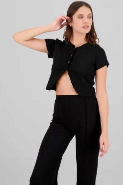Shasa Knitted Cropped Short Sleeve Top