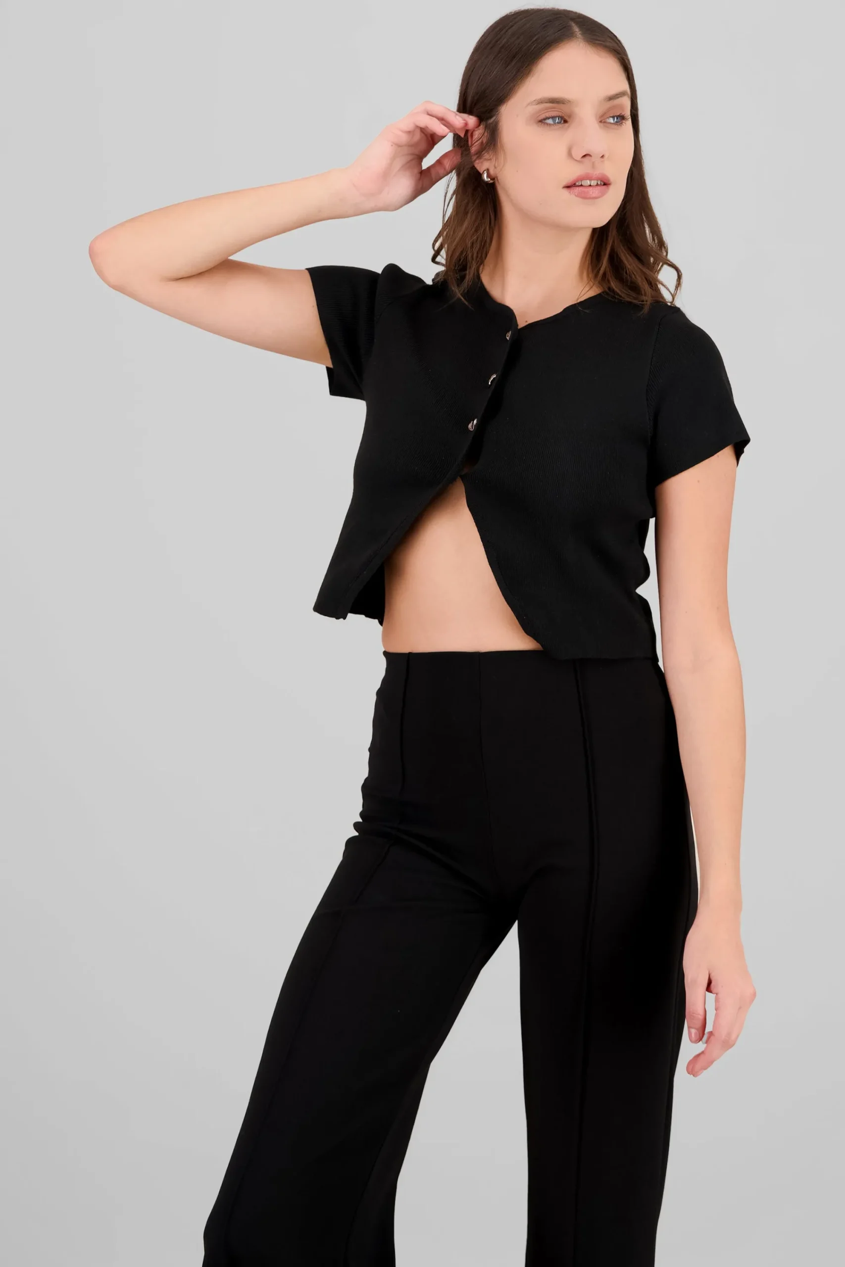 Shasa Knitted Cropped Short Sleeve Top