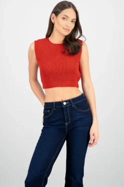 Shasa Knitted Pointelle Crop Top