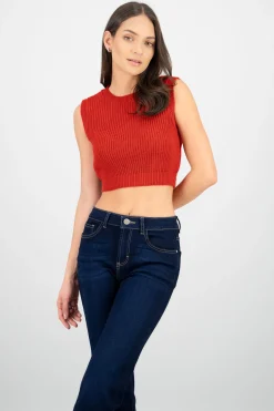Shasa Knitted Pointelle Crop Top