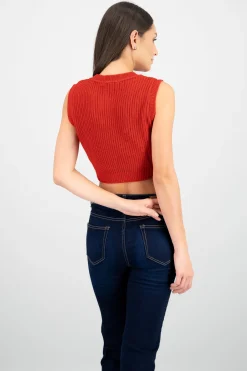 Shasa Knitted Pointelle Crop Top