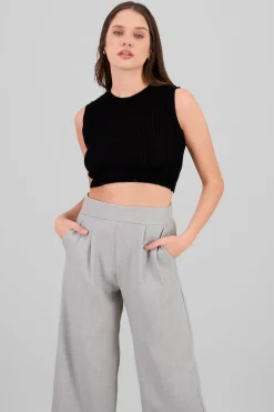 Shasa Knitted Pointelle Crop Top