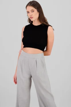 Shasa Knitted Pointelle Crop Top