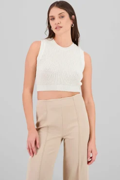 Shasa Knitted Pointelle Crop Top