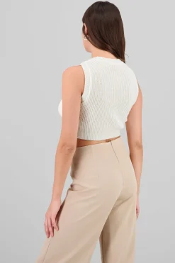 Shasa Knitted Pointelle Crop Top