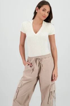 Shasa Knitted Polo Neck Bodysuit