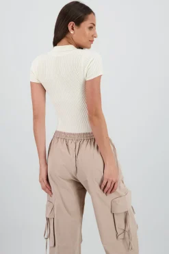Shasa Knitted Polo Neck Bodysuit