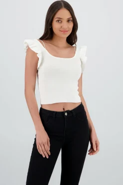 Shasa Knitted Top with Ruffle Detail
