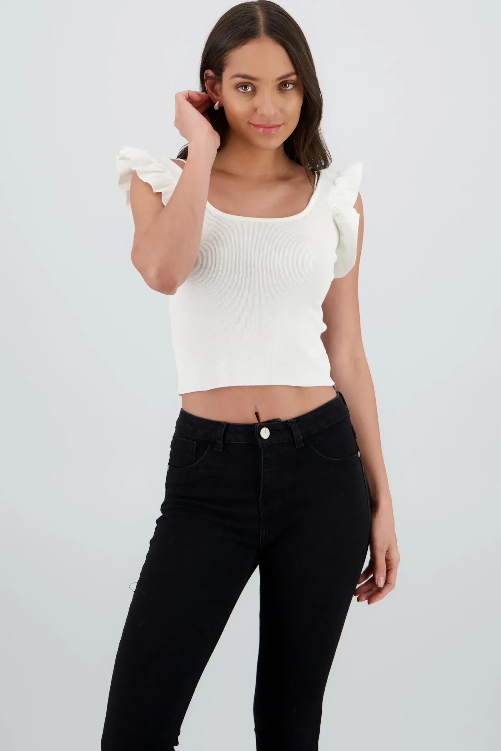 Shasa Knitted Top with Ruffle Detail