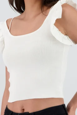 Shasa Knitted Top with Ruffle Detail