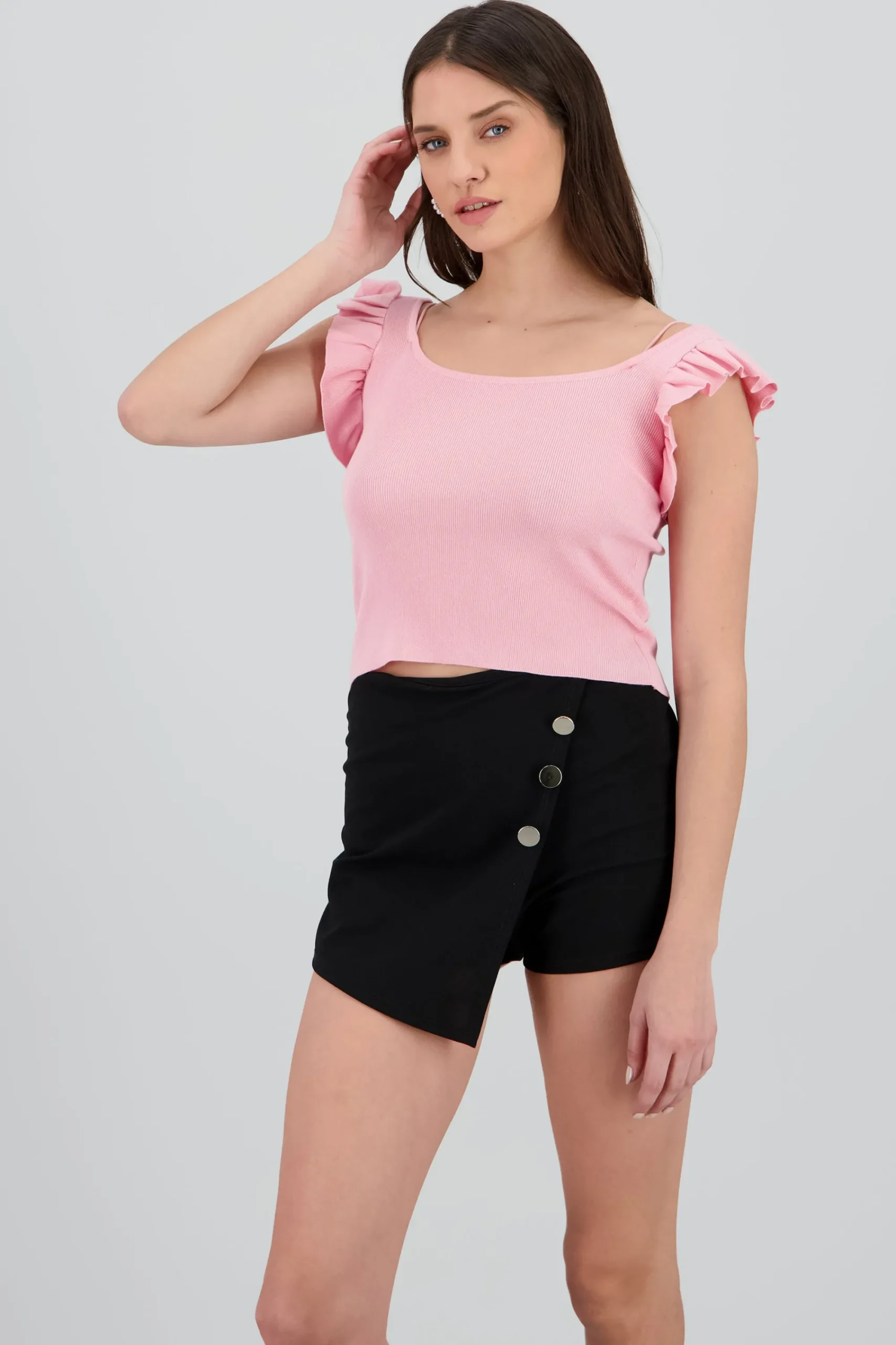 Shasa Knitted Top with Ruffle Detail