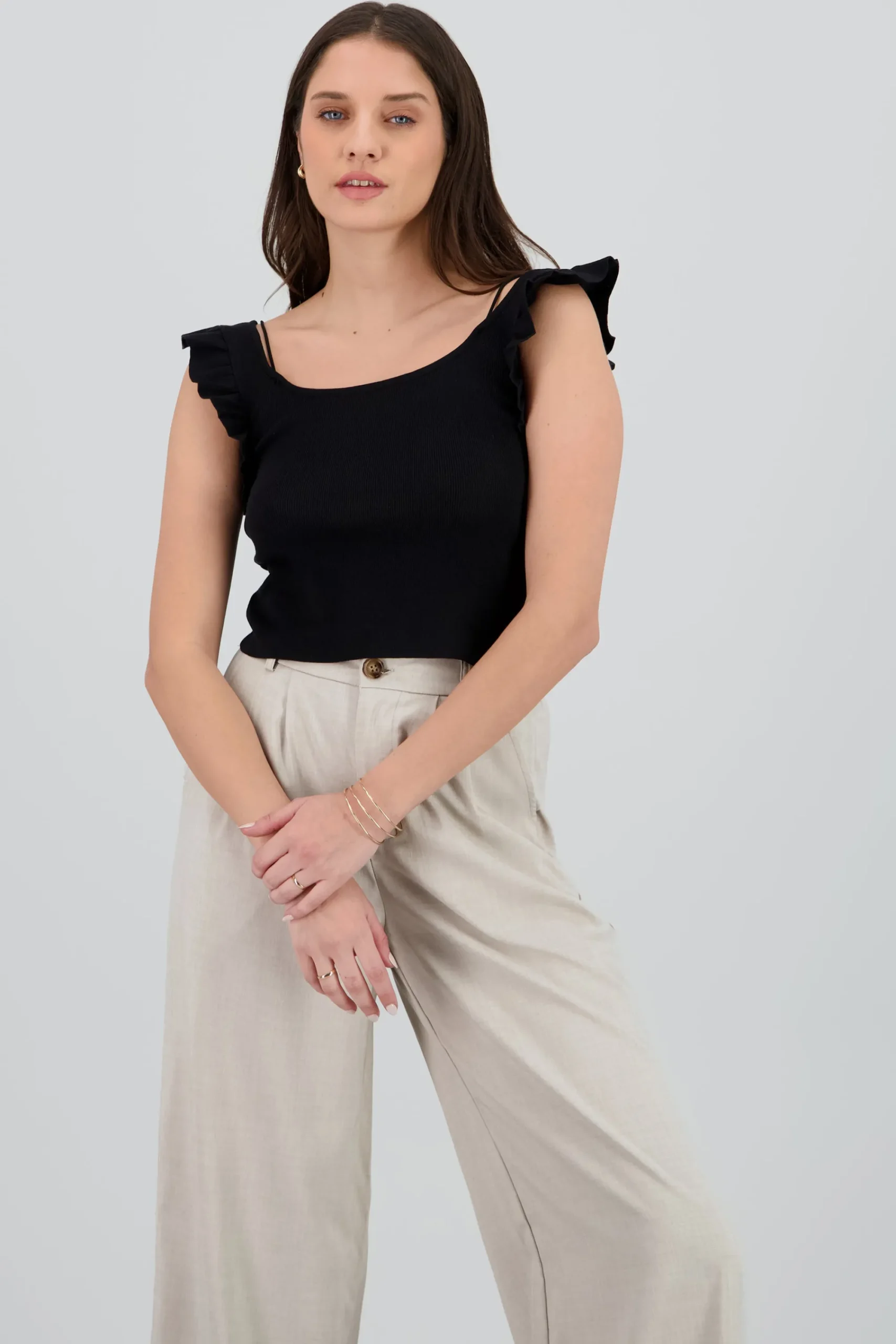 Shasa Knitted Top with Ruffle Detail