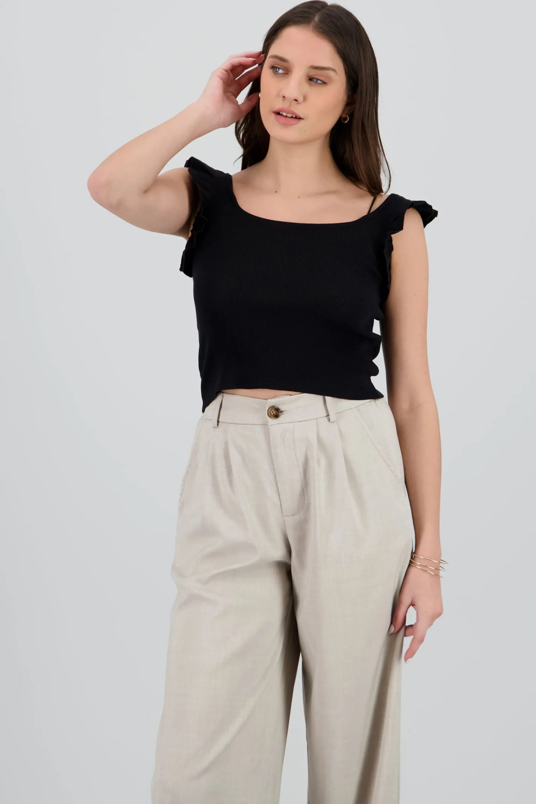 Shasa Knitted Top with Ruffle Detail