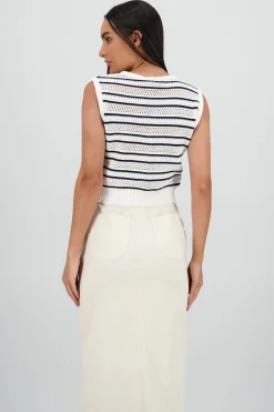Shasa Knitted Vest with Stripe Detail