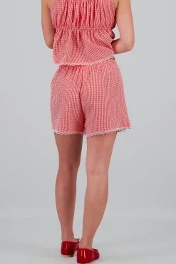 Shasa Lace Detail Checkered Shorts