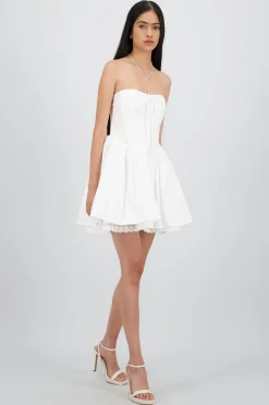Shasa Lace Detail Poplin Mini Dress