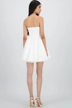 Shasa Lace Detail Poplin Mini Dress