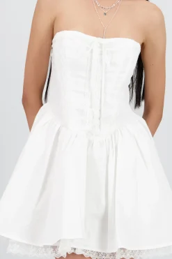 Shasa Lace Detail Poplin Mini Dress