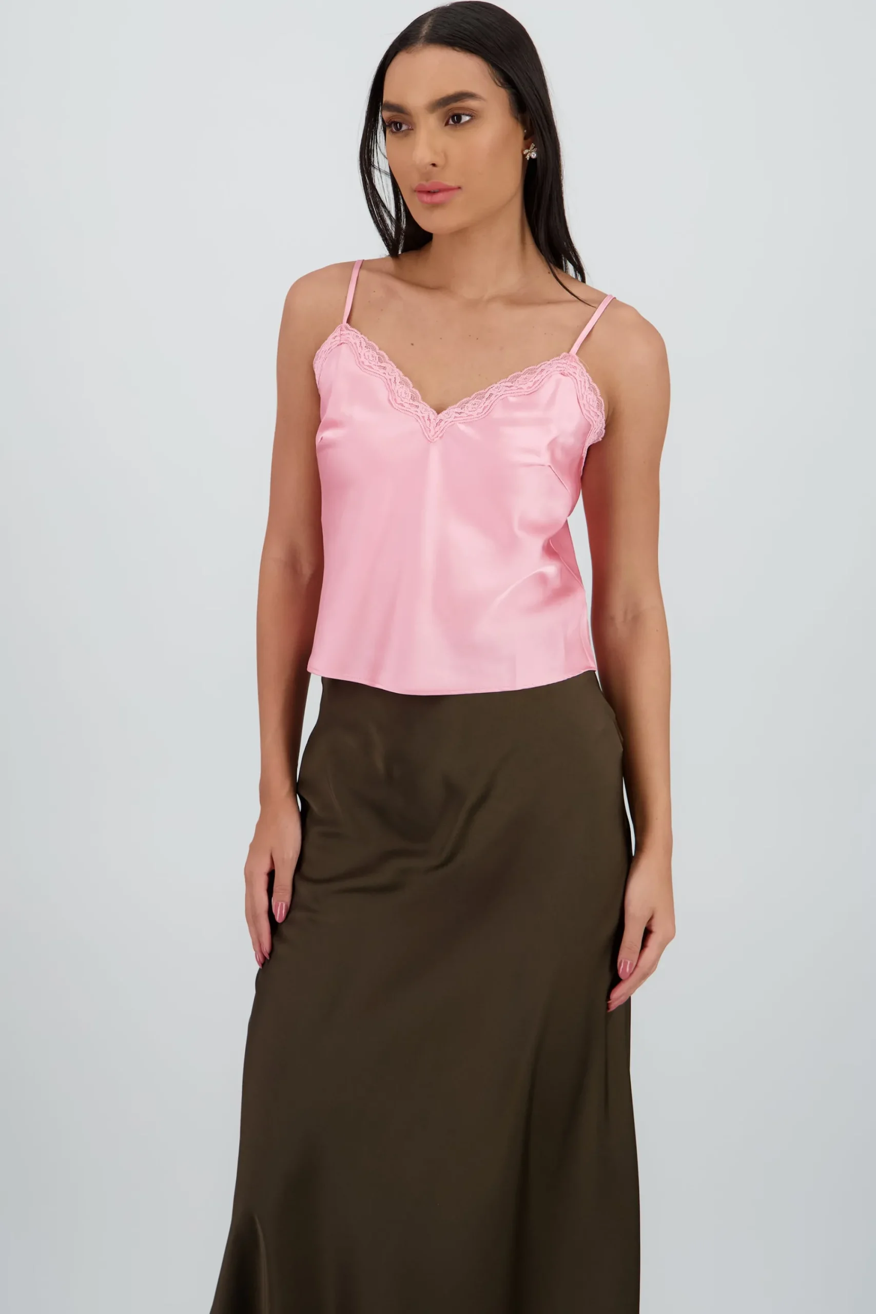 Shasa Lace Detail Satin Blouse