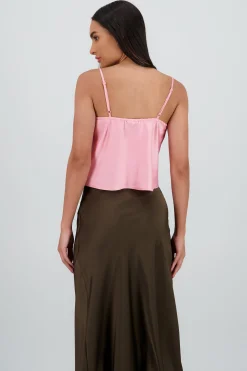 Shasa Lace Detail Satin Blouse