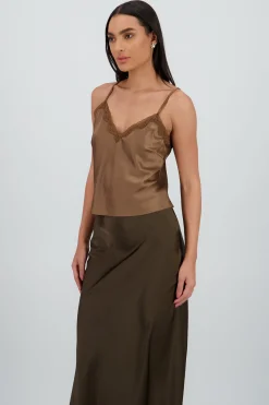Shasa Lace Detail Satin Blouse