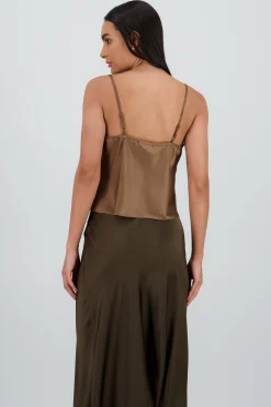 Shasa Lace Detail Satin Blouse