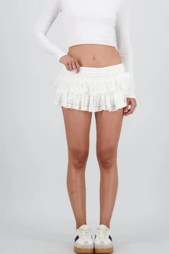 Shasa Lace Detail Skort with Ruffles