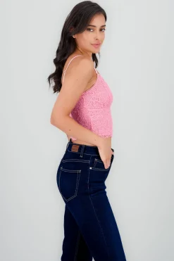 Shasa Lace Top with V Neck Detail
