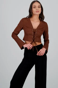 Shasa Lace Up Blouse