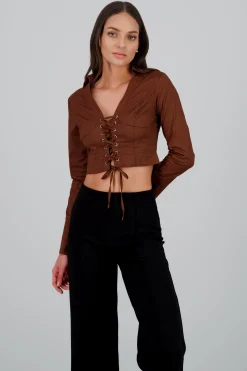 Shasa Lace Up Blouse