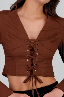 Shasa Lace Up Blouse