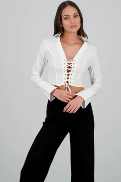 Shasa Lace Up Blouse