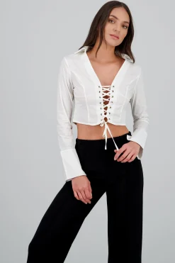 Shasa Lace Up Blouse