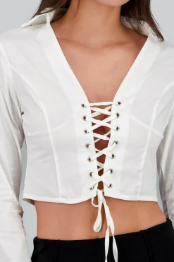 Shasa Lace Up Blouse