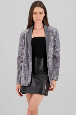 Shasa Lapel Detail Sequin Blazer