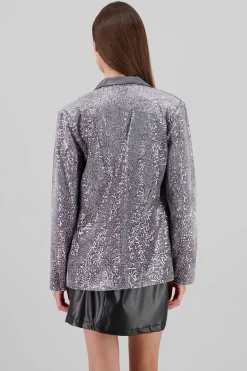 Shasa Lapel Detail Sequin Blazer