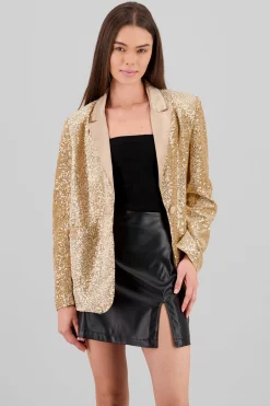 Shasa Lapel Detail Sequin Blazer