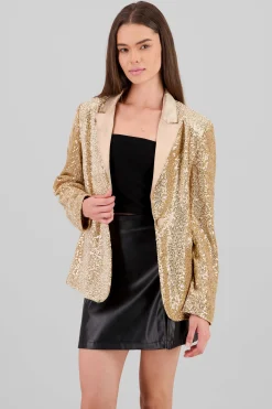 Shasa Lapel Detail Sequin Blazer