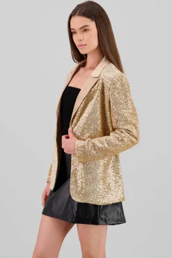 Shasa Lapel Detail Sequin Blazer