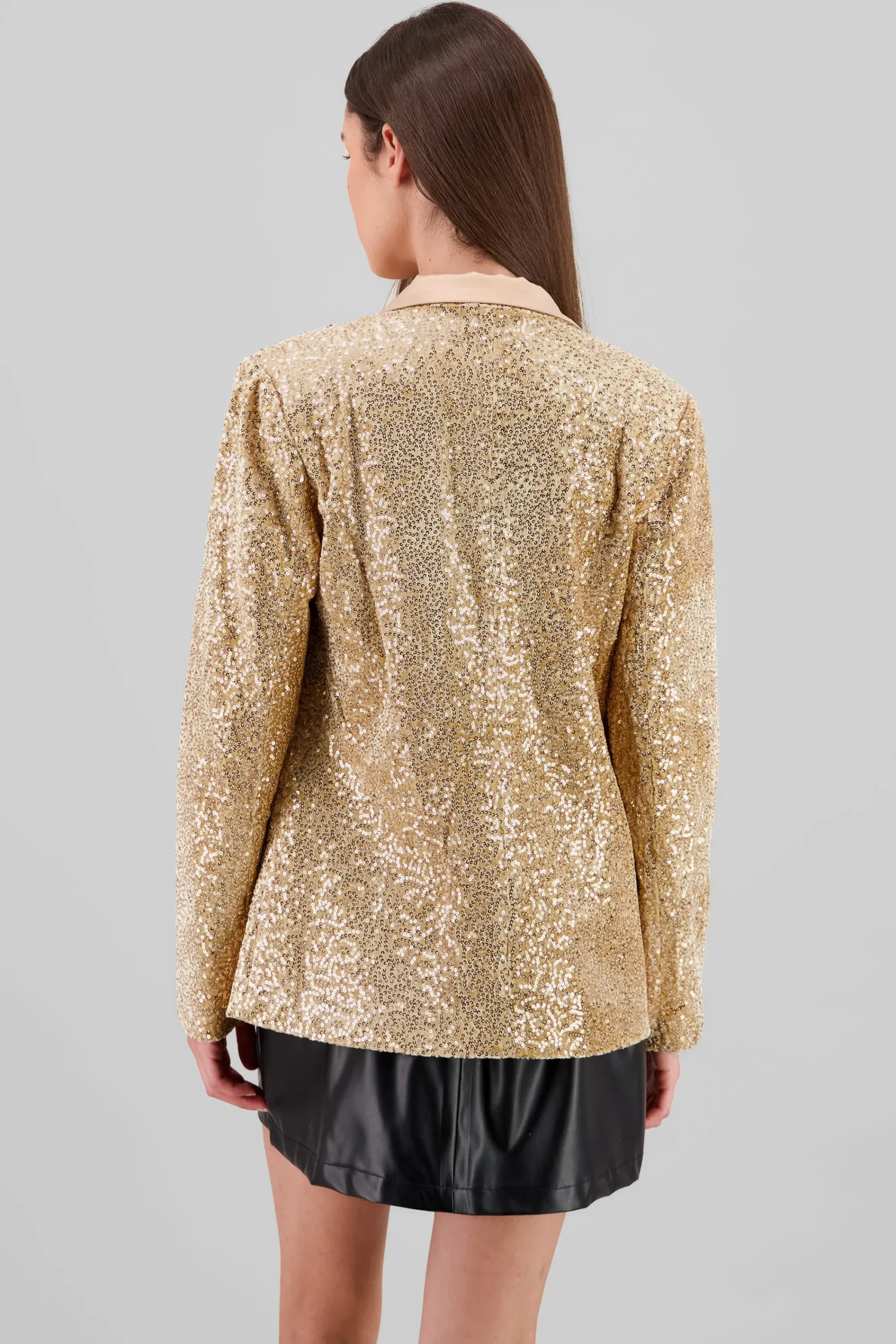 Shasa Lapel Detail Sequin Blazer