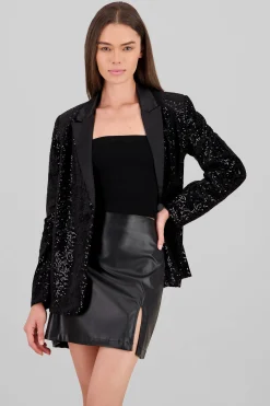 Shasa Lapel Detail Sequin Blazer
