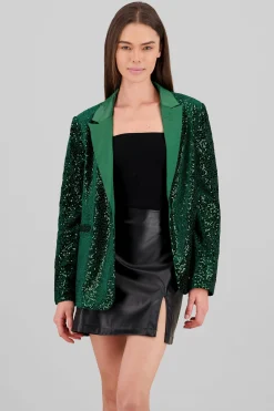 Shasa Lapel Detail Sequin Blazer