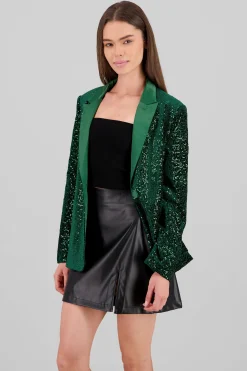 Shasa Lapel Detail Sequin Blazer