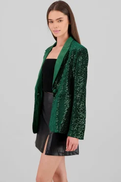 Shasa Lapel Detail Sequin Blazer