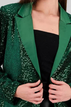 Shasa Lapel Detail Sequin Blazer