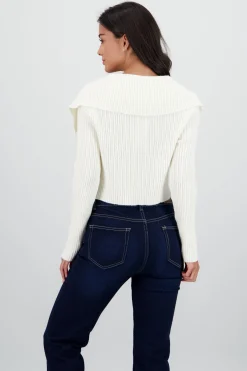 Shasa Large Polo Neck Knitted Cardigan