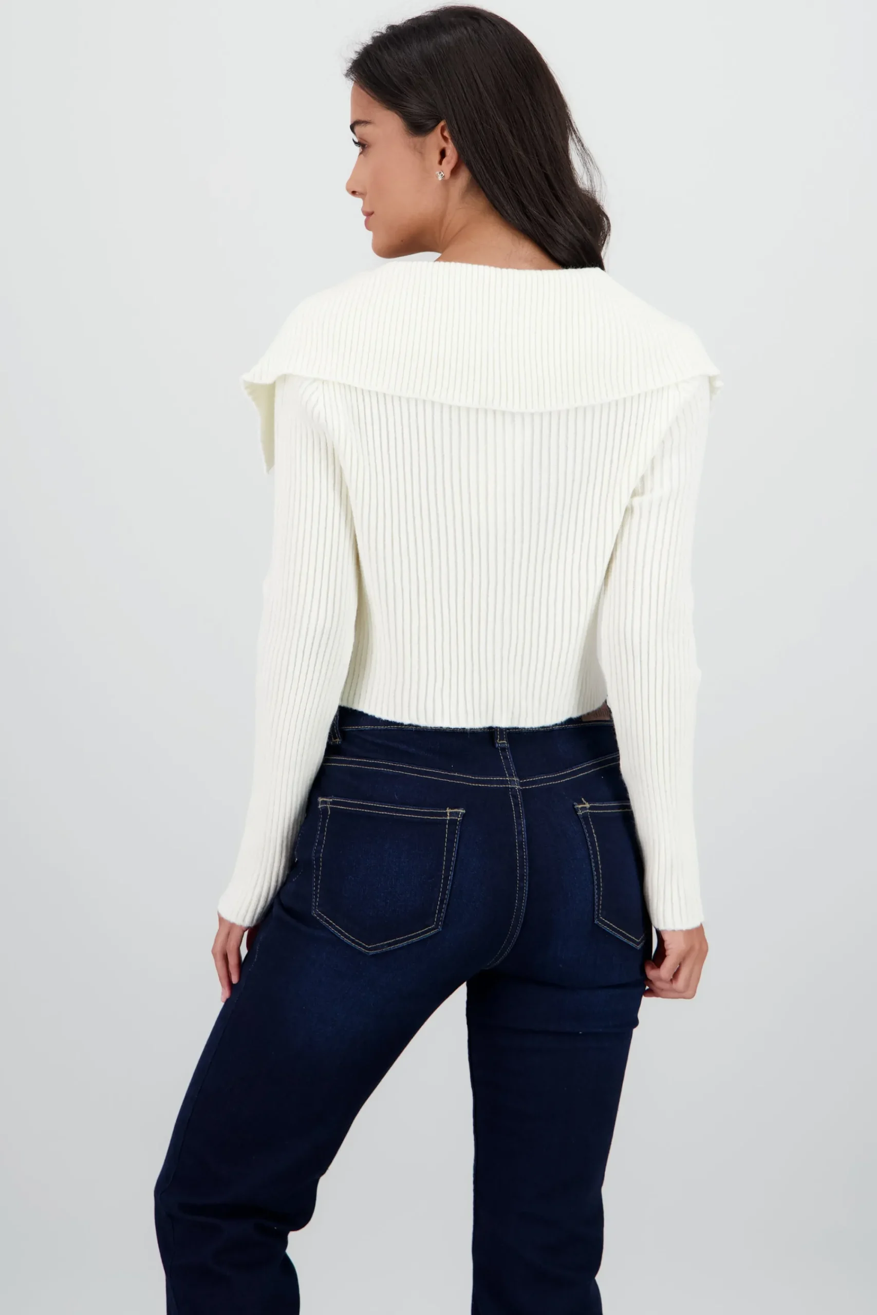 Shasa Large Polo Neck Knitted Cardigan