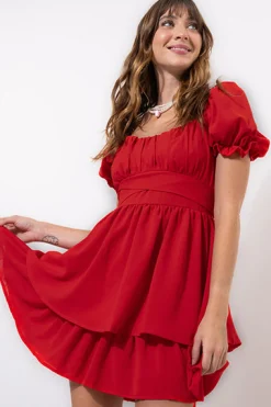 Shasa Layered ruffle mini dress