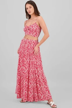 Shasa Leaf Print Maxi Skirt