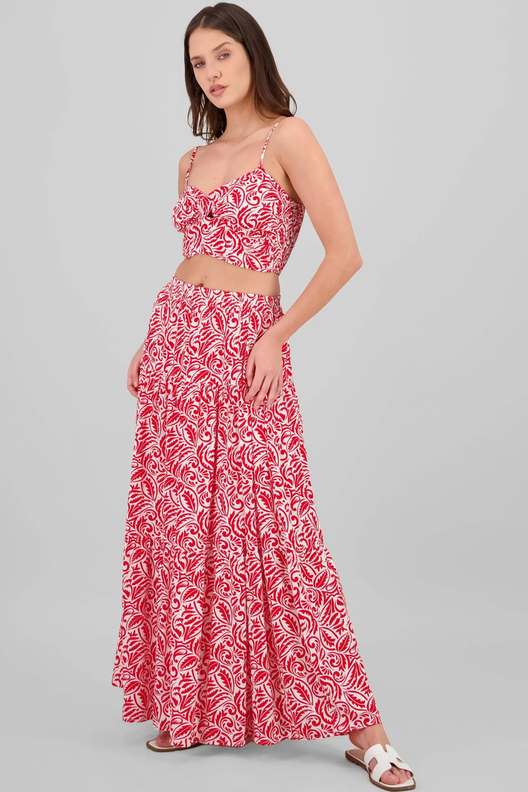 Shasa Leaf Print Maxi Skirt